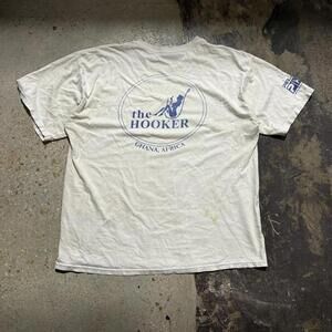 Vintage Y2K The Hooker Ghana, Africa fishing funny shirt